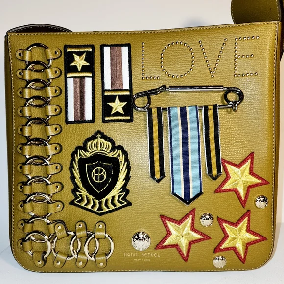 Henri bendel Green tan military shoulder bag crossbody with a bendel wallet - Picture 6 of 11